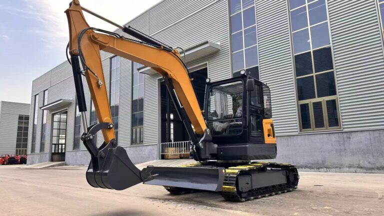 VTW-65 6.6 tonne crawler excavator outside an industrial building